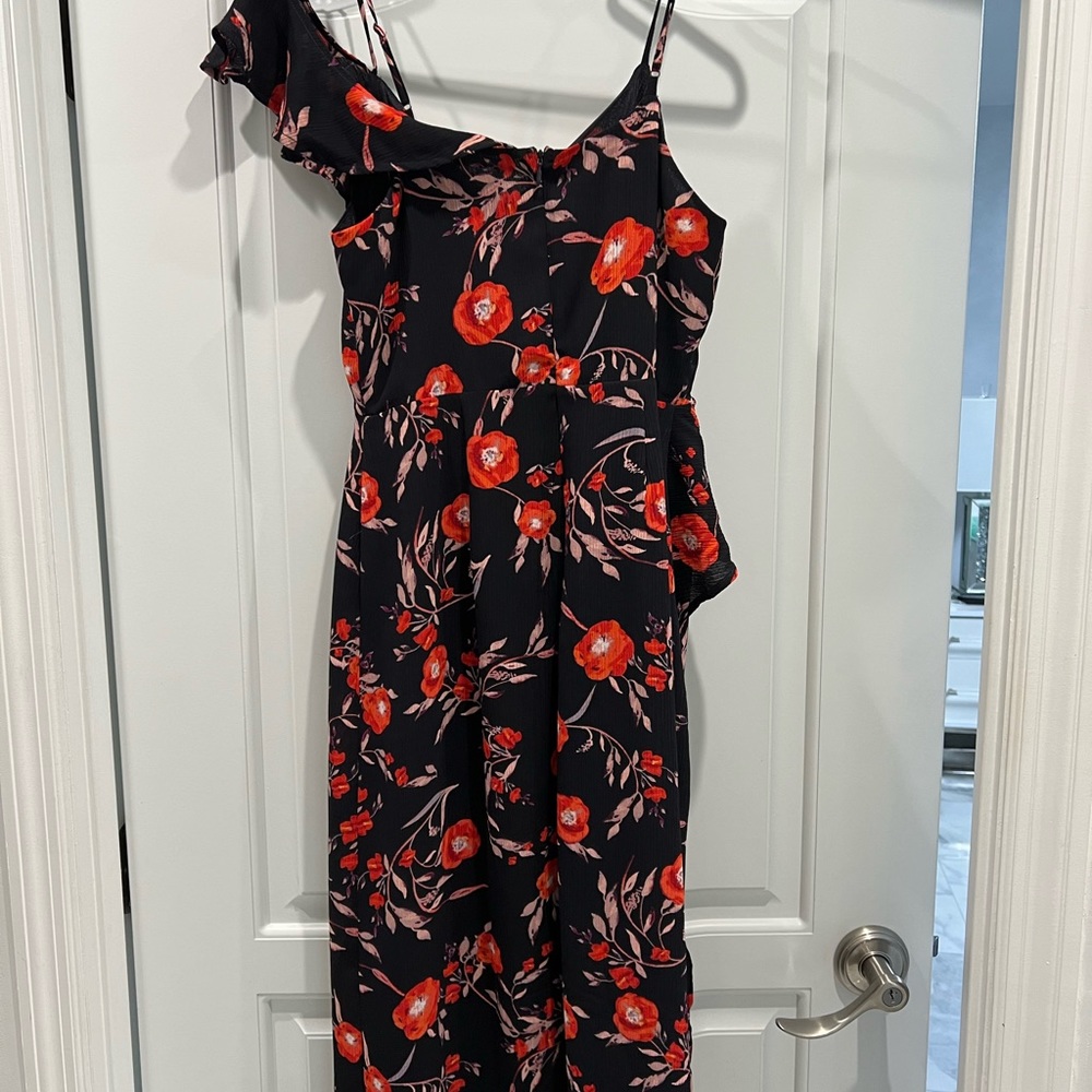 Navy with orange/red flowers dress